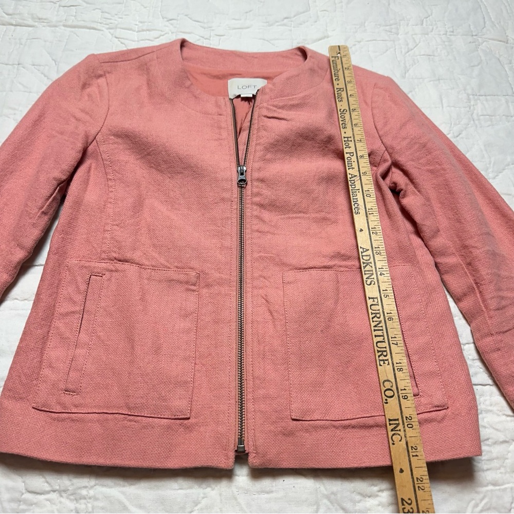 Linen Blend Blazer Jacket | Minimalist Zip Front · LOFT - Picture 4 of 11